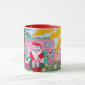 クリスマスマグ，サンタ，トレーラー，フラミンゴおもしろい, マグカップ (中央)