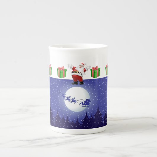 クリスマスマグ サンタ ボーンチャイナマグカップ (正面)