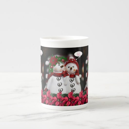 クリスマスマグ 雪だるま ボーンチャイナマグカップ (正面)