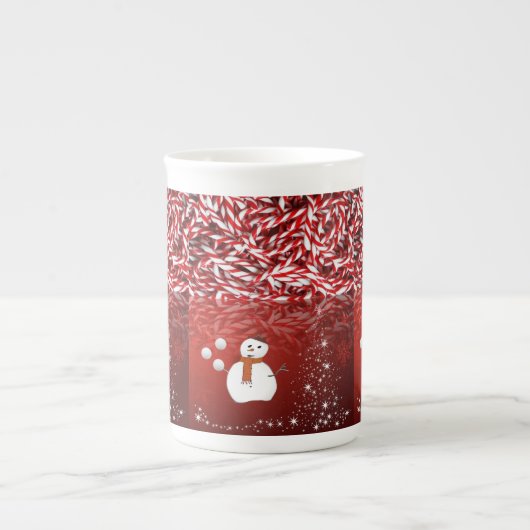 クリスマスマグ　雪だるま ボーンチャイナマグカップ (正面)