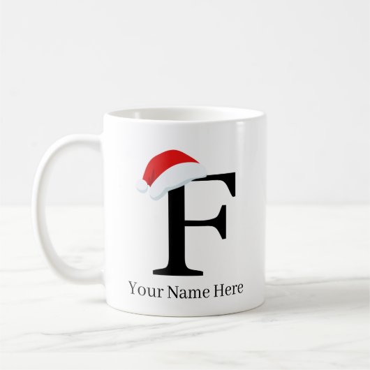 クリスマスマグ「F」イニシャル コーヒーマグカップ (左)