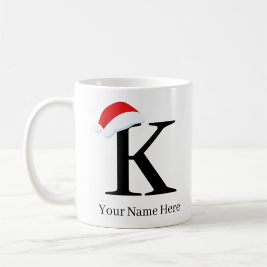 クリスマスマグ「K」イニシャル コーヒーマグカップ (左)