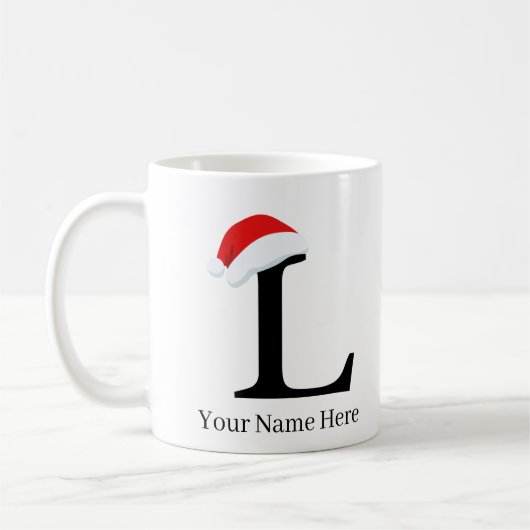クリスマスマグ「L」イニシャル コーヒーマグカップ (左)