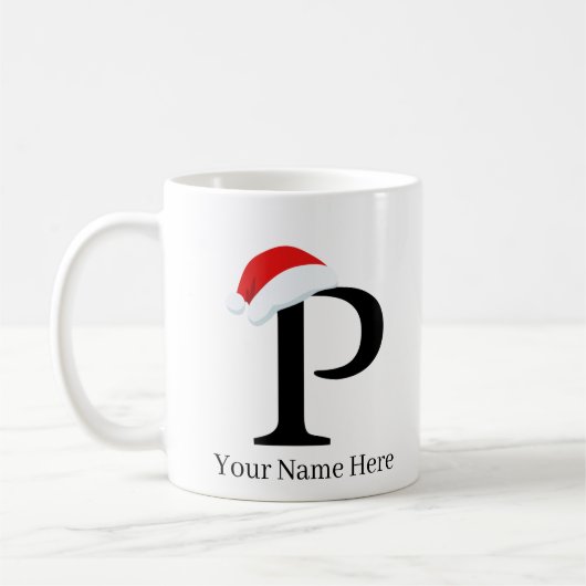 クリスマスマグ「P」イニシャル コーヒーマグカップ (左)