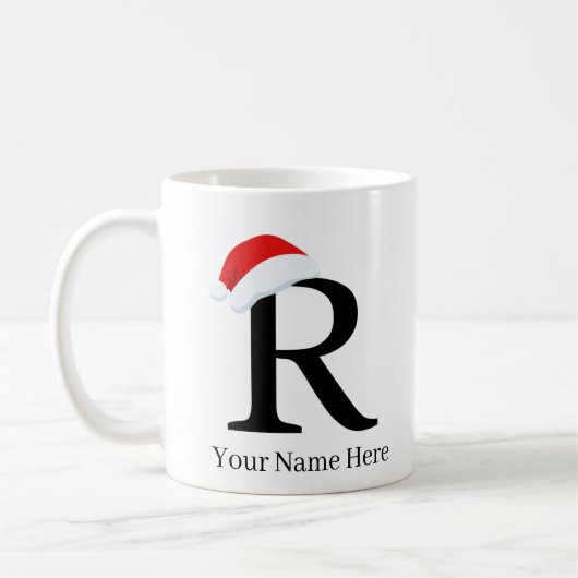 クリスマスマグ「R」イニシャル コーヒーマグカップ (左)