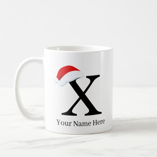 クリスマスマグ「X」イニシャル コーヒーマグカップ (左)