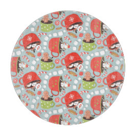 クリスマスマシュマロ雪だるまホットココア カッティングボード