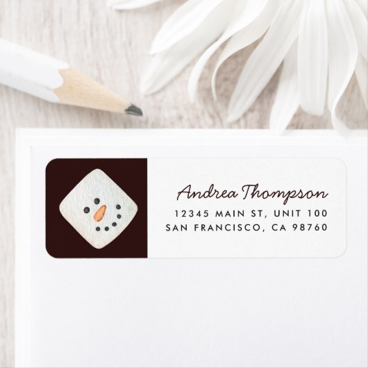 クリスマスマシュマロ雪だるま差出人住所ラベル ラベル (インサイチュ)