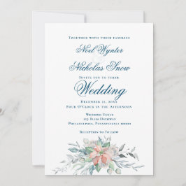 クリスマスマジック/ポインセチアの花束の結婚式 案内状