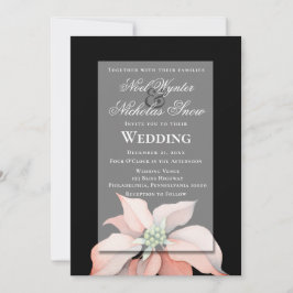 クリスマスマジック/ ポインセチアの花/ ブラックウェディング 案内状