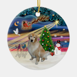クリスマスマジック - ライトゴールデンレトリバー 10 セラミックオーナメント