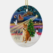 クリスマスマジック - 柴犬 7 セラミックオーナメント (右)