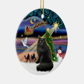 クリスマスマジック 黒のペルシャ猫 セラミックオーナメント (右)