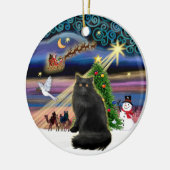 クリスマスマジック 黒のペルシャ猫 セラミックオーナメント (左)