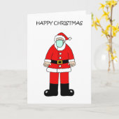 クリスマスマスクカードを着た顔サンタクロース カード (黄色い花)