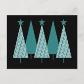 クリスマスマストツリーティール（緑がかった色）リボン – 卵巣がん シーズンポストカード (正面)