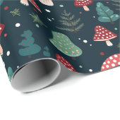 クリスマスマッシュルームパターンホリデー ラッピングペーパー (ロールコーナー)