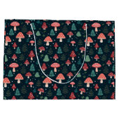 クリスマスマッシュルームパターンホリデー ラージペーパーバッグ (裏面)