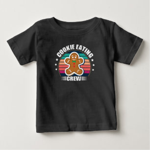 クリスマスマッチファミリークッキー食べのクルー ベビーTシャツ