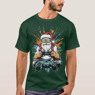 クリスマスマッチングデザイン 最も寝る+ゲームをする傾向 Tシャツ