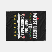 クリスマスマッチングファミリーXmで昼寝する可能性が最も高い フリースブランケット (正面(横))