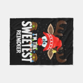 クリスマスマッチング 私は最もかわいいトナカイ フリースブランケット (正面(横))