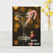 クリスマスマティーニのキャンディーケーン カード (黄色い花)