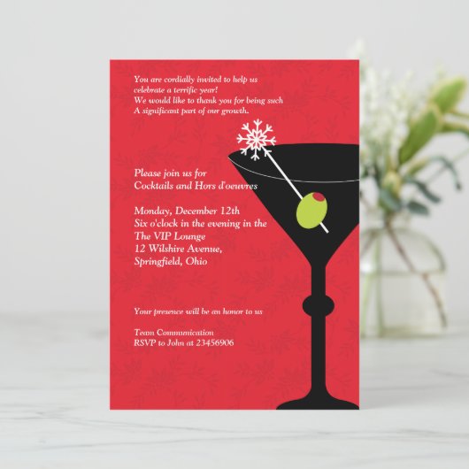 クリスマスマティーニ&メリメント – 会社パーティー 招待状 (スタンド正面)