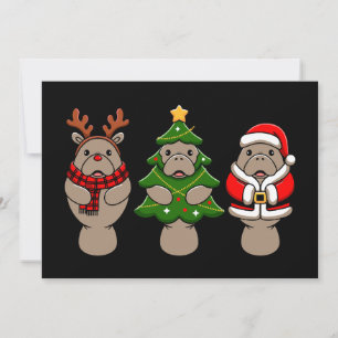 クリスマスマナティートリオサンタトナカイツリーXmas 招待状