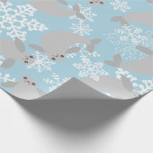 クリスマスマネージャーの冬の青い雪 ラッピングペーパー (角)