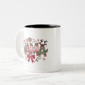 クリスマスママコケートボウマママクロースツリーケーキ ツートーンマグカップ (正面左)