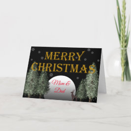 クリスマスマムパパムーンリットディア伝統的 シーズンカード