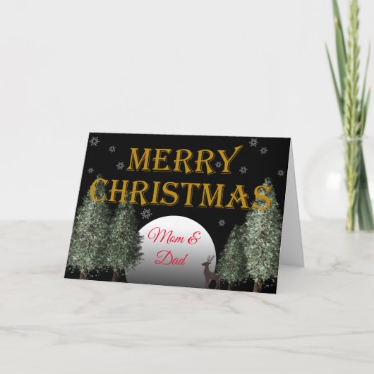 クリスマスマムパパムーンリットディア伝統的 シーズンカード (正面)