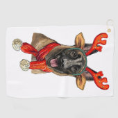 クリスマスマリノイスドッグハンドタオル ゴルフタオル (横)