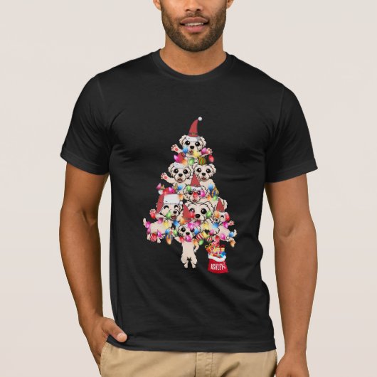 クリスマスマルチーズドッグパピーかわいいTシャツ Tシャツ (正面)