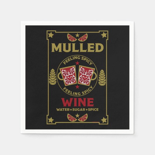 クリスマスマルチ赤ワイン スタンダードカクテルナプキン (正面)