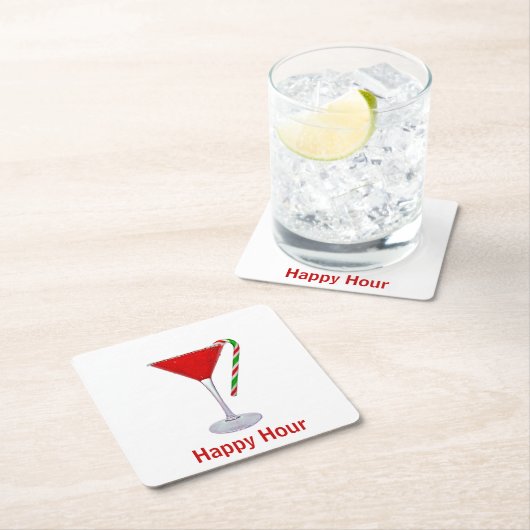 クリスマスマルティニガラス スクエアペーパーコースター (インサイチュ)