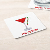 クリスマスマルティニガラス スクエアペーパーコースター (アングル)