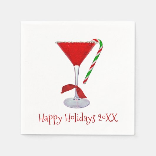 クリスマスマルティニガラス（弓あり） スタンダードカクテルナプキン (正面)