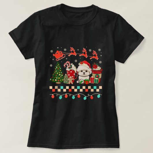 クリスマスマルティプードッグスイーツウィンターコージーコーヒーL Tシャツ (デザイン正面)