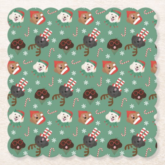 クリスマスマルティポ犬 ペーパーコースター (正面)