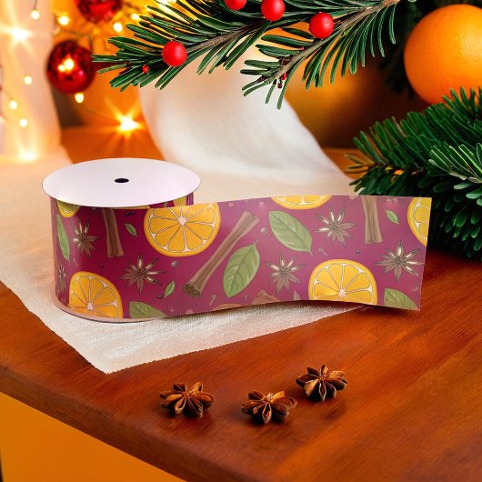 クリスマスマルドワインのスパイシーなバーガンディ サテンリボン