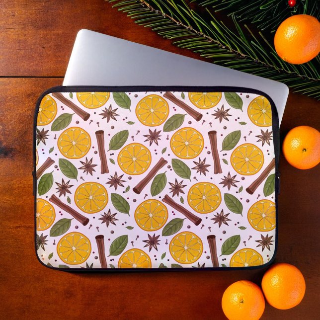 クリスマスマルドワインのスパイシーな白 ラップトップスリーブ (Christmas mulled wine spicy white laptop sleeve)