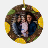 クリスマスマルドワインのスパイシーブラウン セラミックオーナメント (正面)