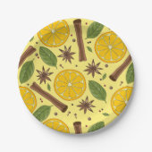 クリスマスマルドワインスパイシー黄色 ペーパープレート (正面)