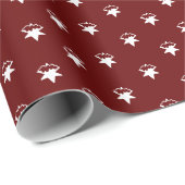 クリスマスマルーンの白い雪片の雪の星 ラッピングペーパー (ロールコーナー)