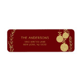 クリスマスマルーン金ゴールドグリッター差出人住所 ラベル (正面)