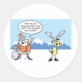 クリスマスマンガサンタと印象的なトナカイ ラウンドシール