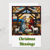 クリスマスマンガーシーンフェイクステンドグラススタイル 招待状 (正面/裏面)