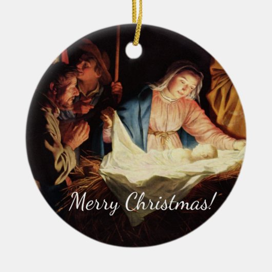 クリスマスマンガーシーン セラミックオーナメント (正面)